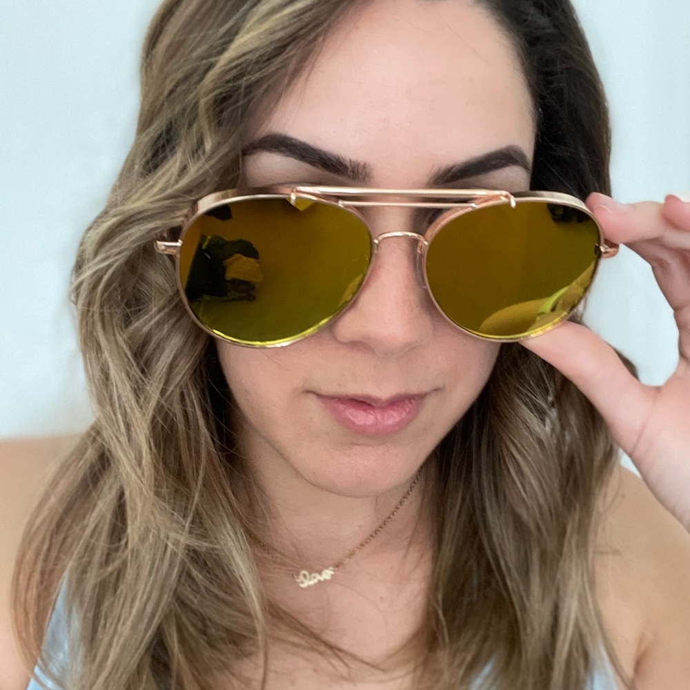 Aviator Rose Gold Fashionable Sunglasses
